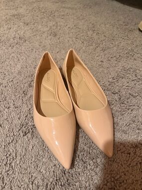 Aldo Nude Blush Patent Pointed-Toe Flats